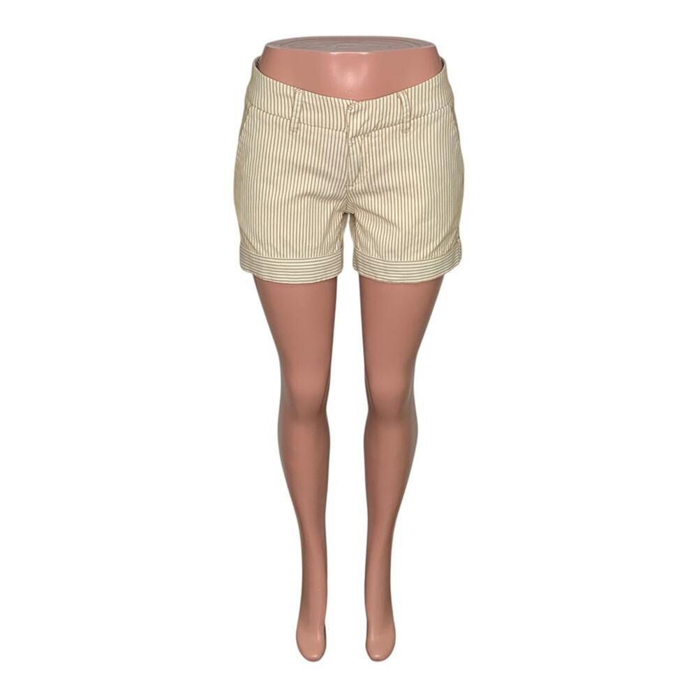 Dear John Rolled Cuff Striped Shorts Size 27 Cream & Tan
